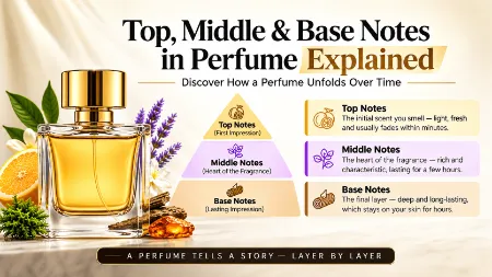 Top, Middle & Base Notes in Perfume Explained (+ Real Examples)